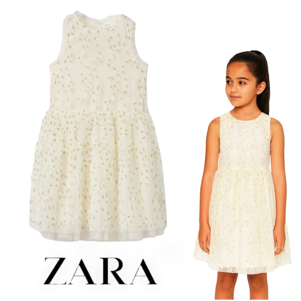 ZARA Kids | Ecru | EMBROIDERED TULLE DRESS
